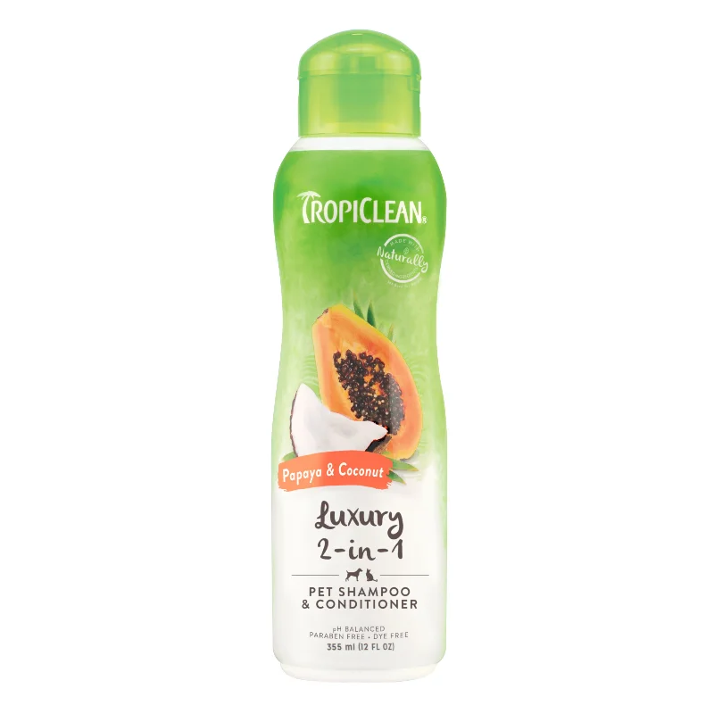 TropiClean Shampoo & Conditioner Papaya & Coconut Luxury 2-in-1 355ml