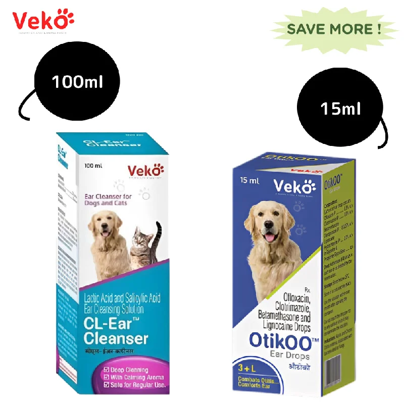 Veko CL Ear Cleanser (100ml) and Otikoo Ear Drops (15ml) Combo